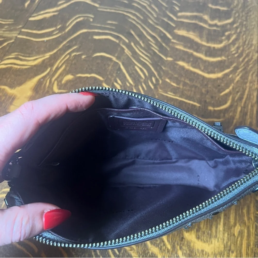 Coach Nolita 22 Gray Beaded/Studded Demi Shoulder Bag